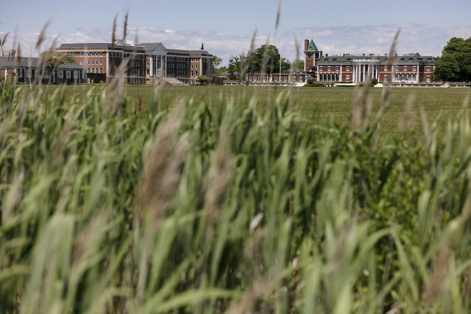 Bourne Mansion and St. Joseph’s Hall stand over the future home of the Harrow International School New York in Oakdale, Long Island.