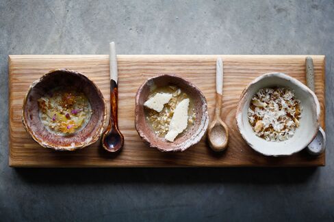 Dishes commissioned for by chef Tom Sellers for a dessert called Three Bears’ Porridge at Restaurant Story in London.