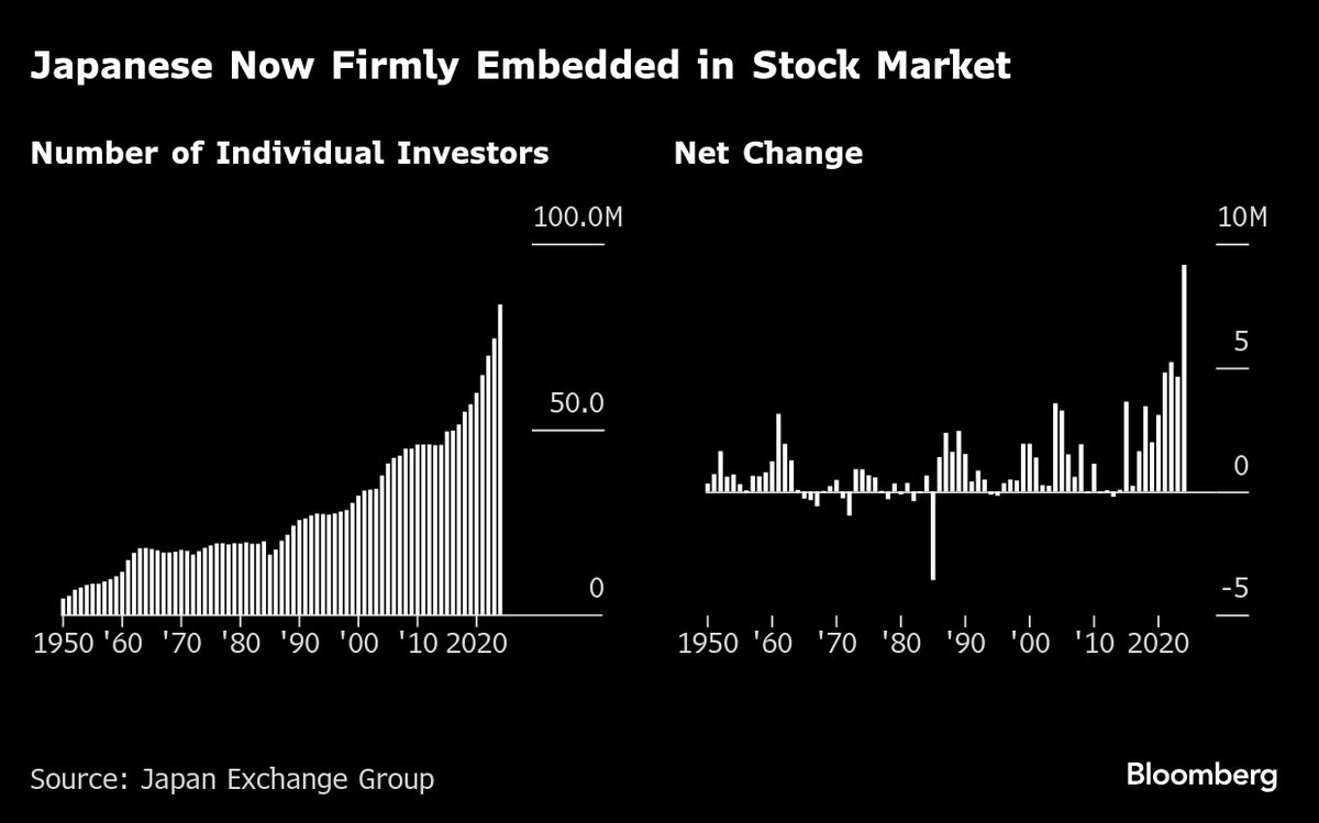 Japan Sees Biggest Jump on Record in Individual Shareholdings