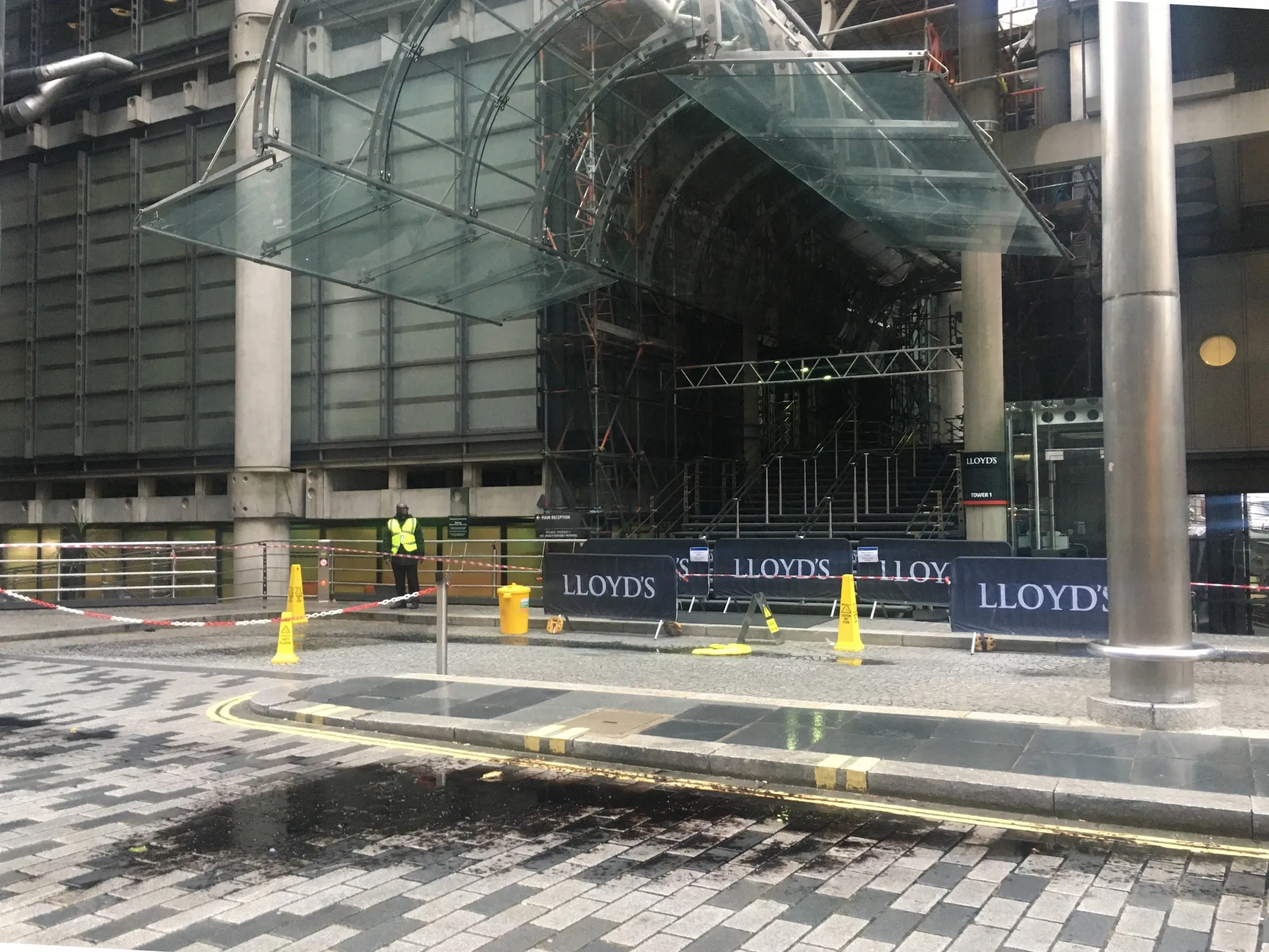Fake oil outside Lloyd’s of London, on Oct. 29. 