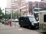 A Bridj luxury van parked at its destination in Kendall Square, Cambridge.
