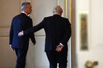 Boris Johnson, U.K. prime minister, right, walks with Jens Stoltenberg, secretary general of the North Atlantic Treaty Organisation (NATO), inside number 10 Downing Street in London, U.K., on Wednesday, June 2, 2021.