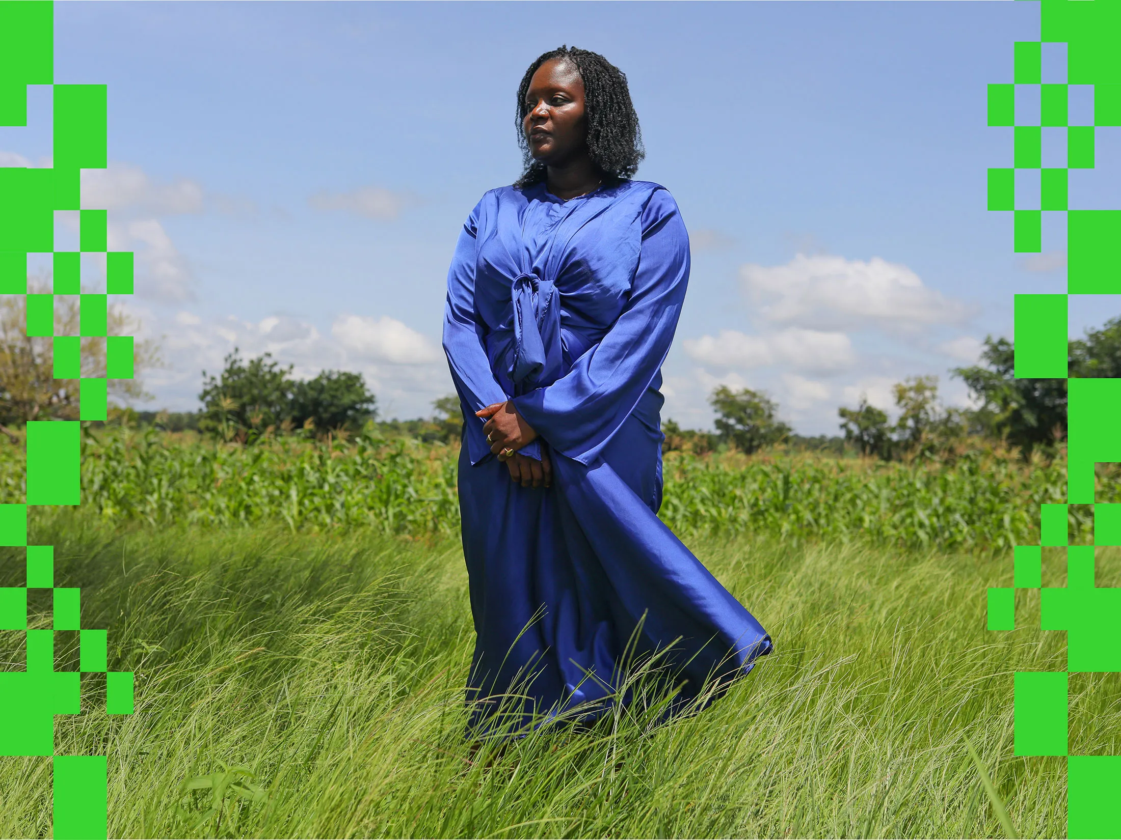 Chef Fatmata Binta on a fonio farm in Chereponi, Ghana.