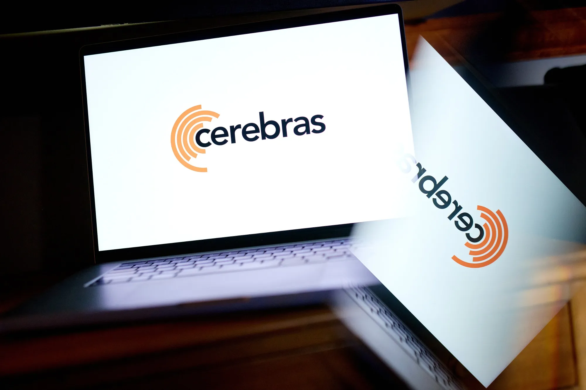 The Cerebras logo arranged on a laptop.