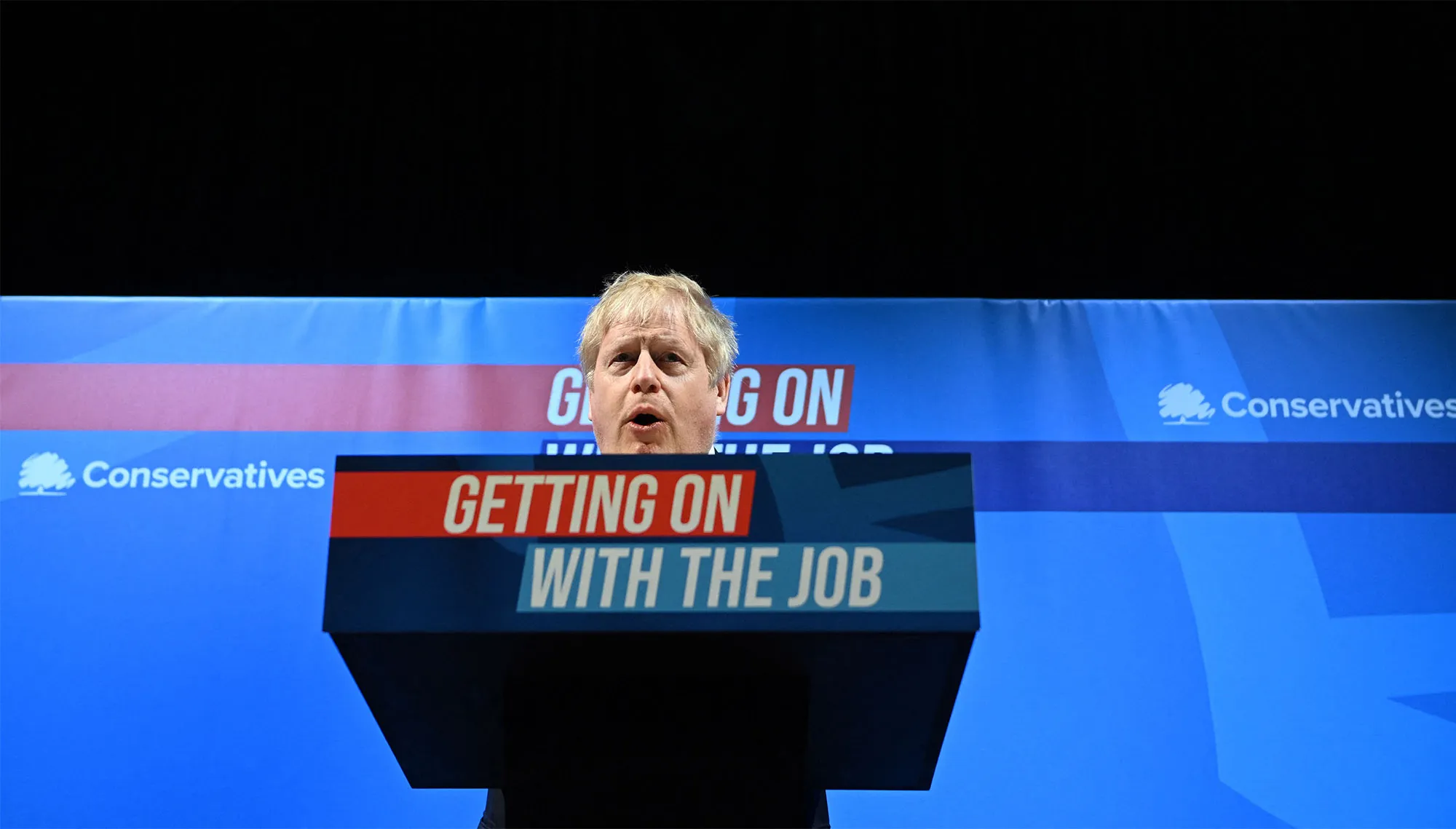 British&nbsp;Prime Minister Boris Johnson speaks during the Conservative Party Spring Conference on March 19.