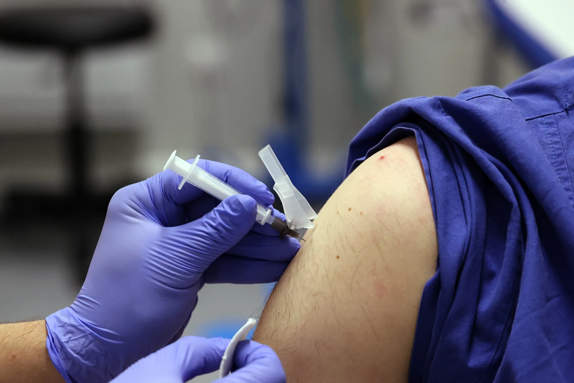 Healthcare Workers Receive Moderna Inc. Vaccine 