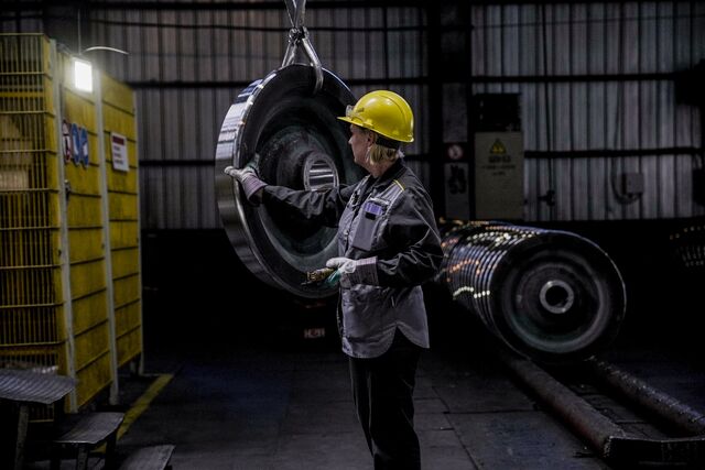 Interpipe steel pipe and railway wheel company in Dnipro, Ukraine.