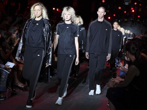 Models wearing Adidas Originals by Alexander Wang during his finale at New York Fashion Week.