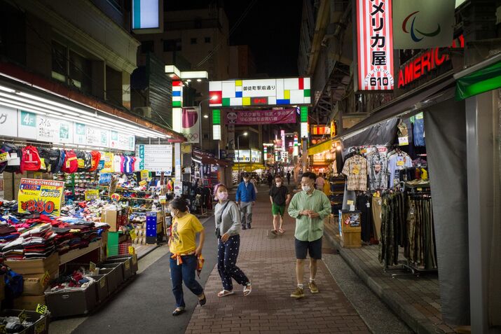 Shoppers in Ueno Ahead of Consumer Spending Figures
