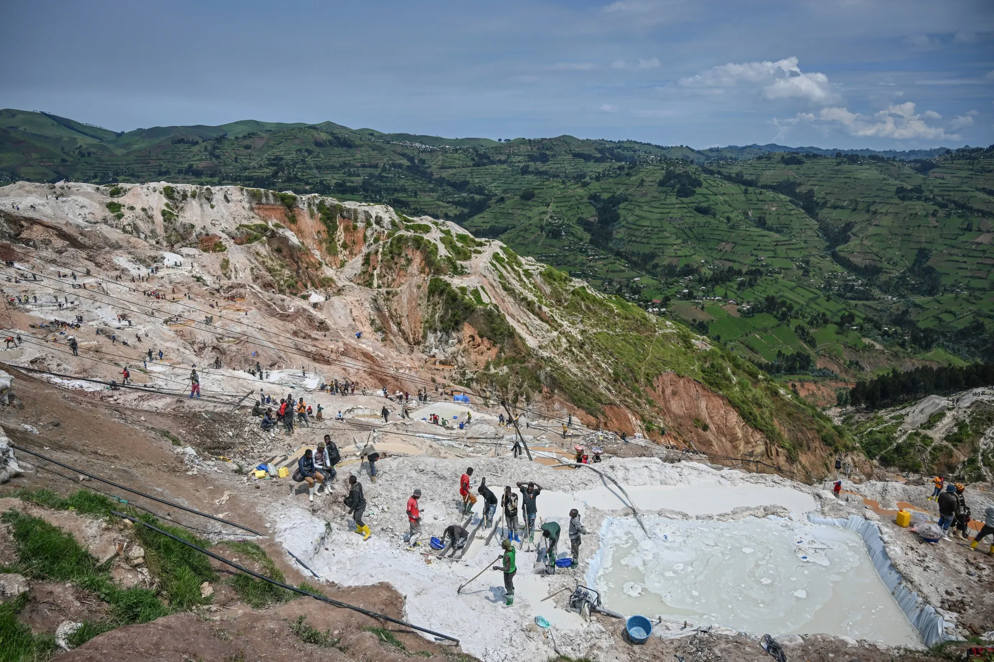 Miners at work at a coltan mining quarry in Rubaya, Democratic Republic of Congo.