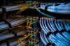 High End Data Cables Feed Into Servers