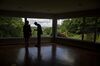 A real estate agent shows a prospective home buyer a house for sale in Peoria, Illinois, U.S..
