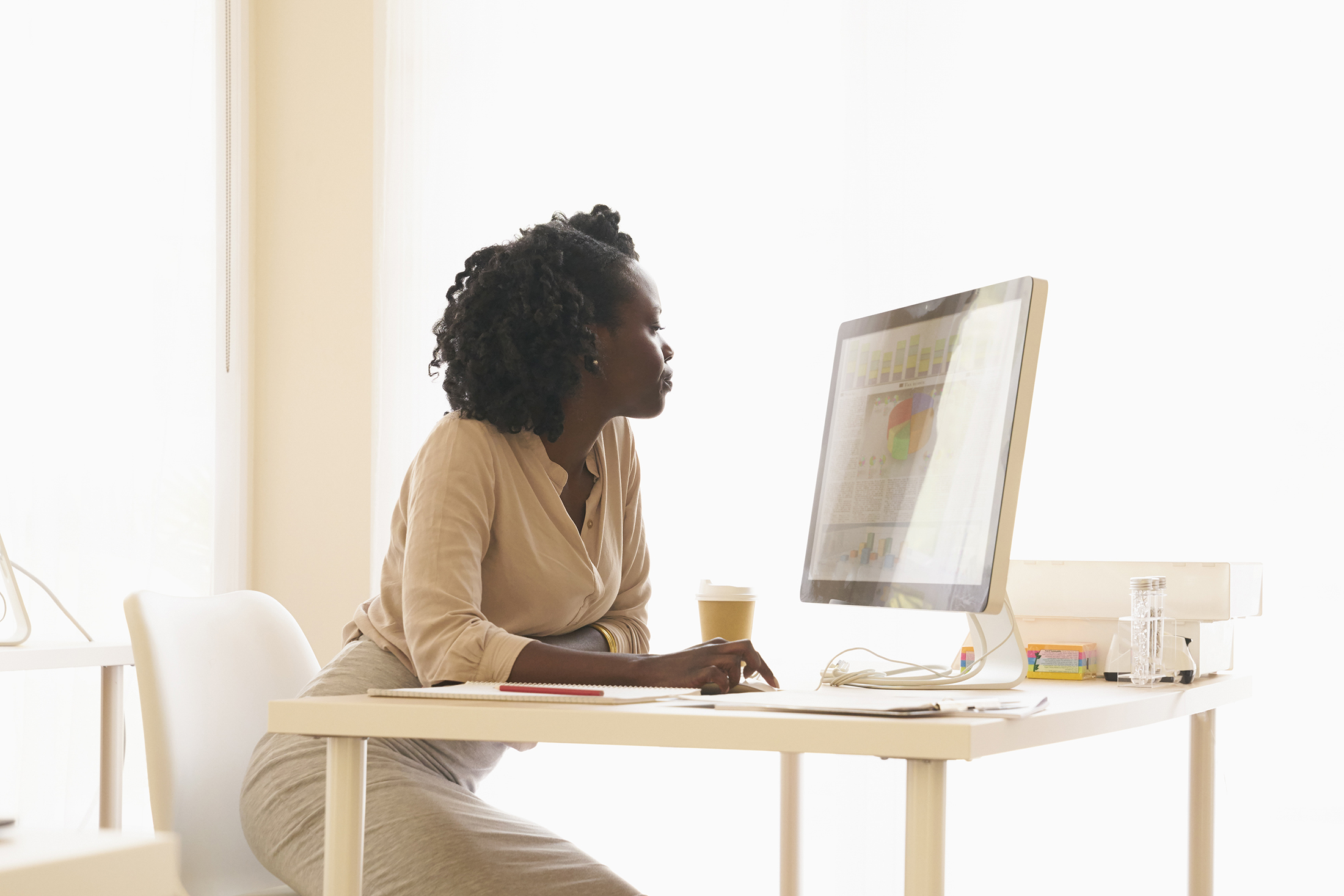 Black businesswoman using computer