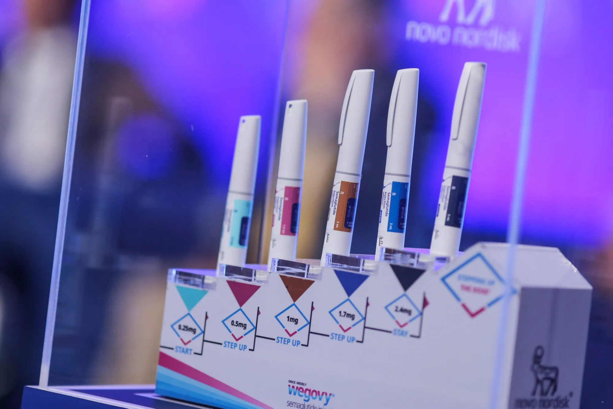 Wegovy injection pens at a news conference in Mumbai.