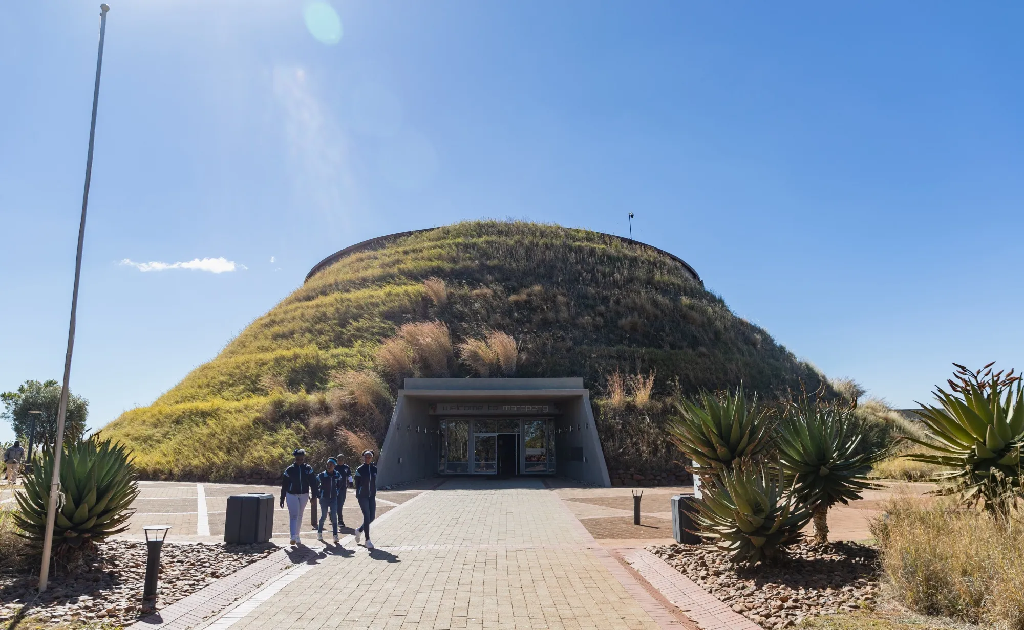 Students&nbsp;outside the Maropeng exhibition center, located in the Cradle of Humankind World Heritage Site, in Gauteng Province, South Africa, on June 7, 2024.&nbsp;
