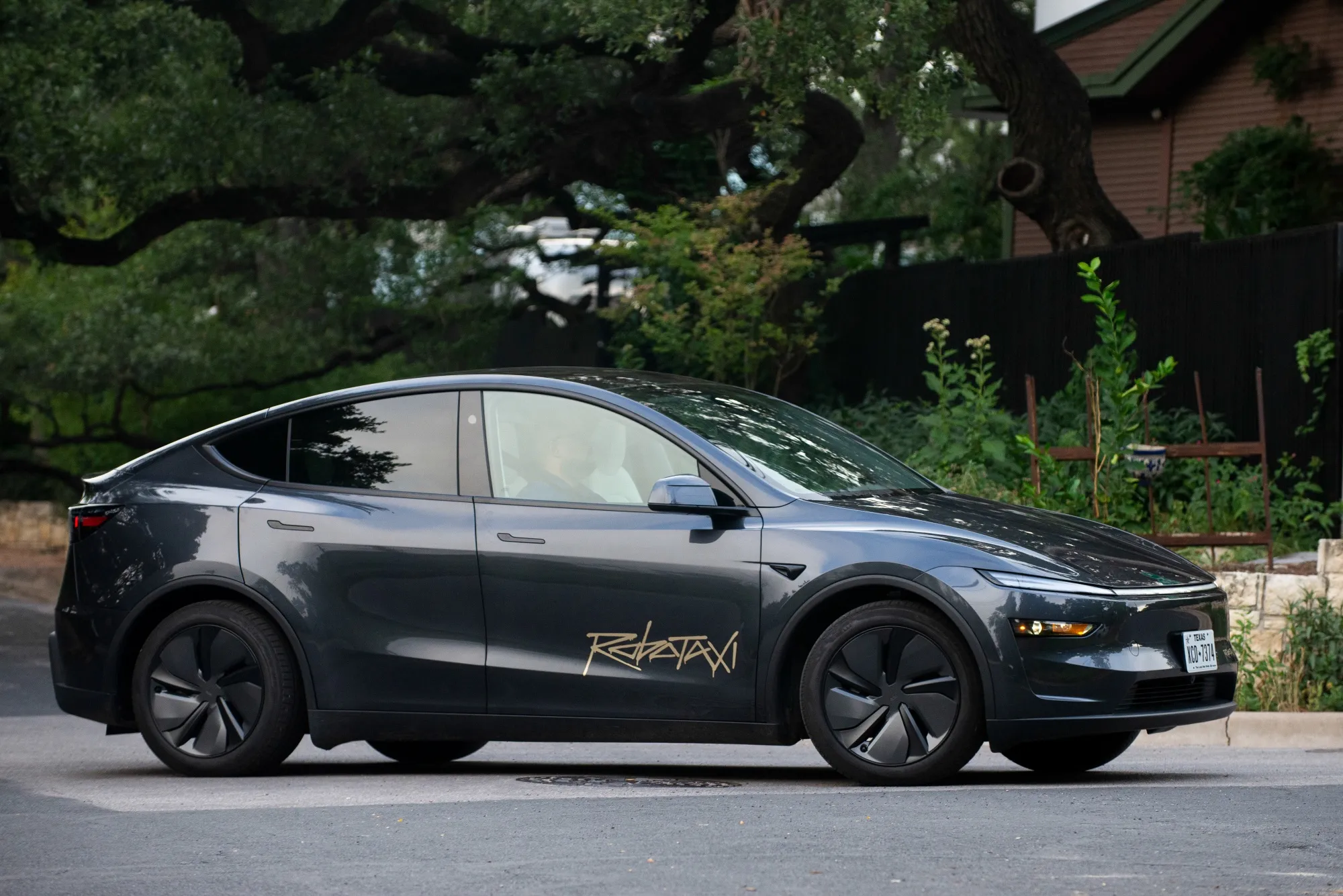A Tesla Inc. robotaxi in Austin, Texas.