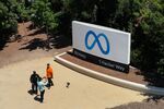 Visitors outside Meta's headquarters in Menlo Park, California, US. Photographer: Justin Sullivan/Getty Images