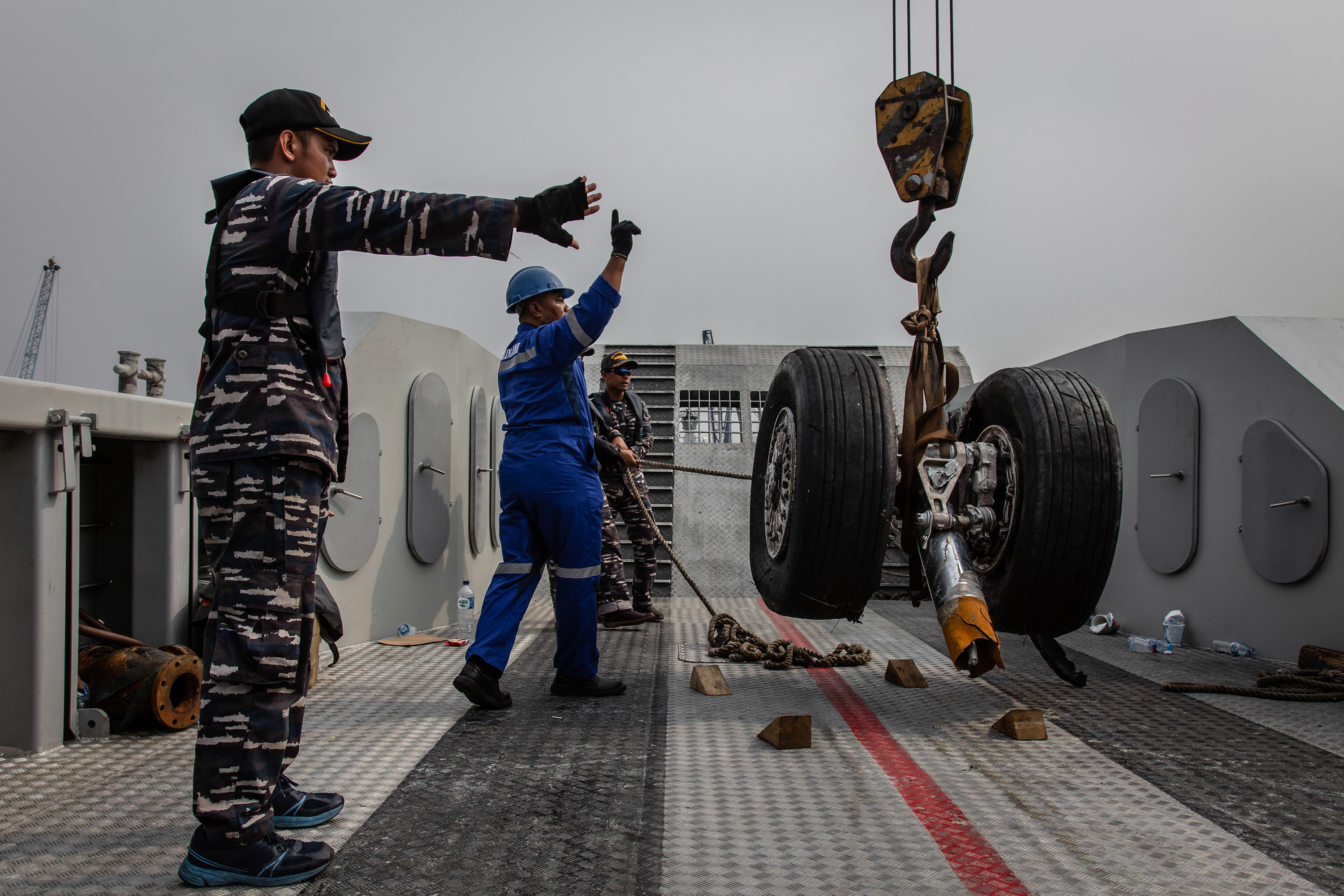 Recovered wheels from the Lion Air 737 Max that crashed off the coast of Indonesia in November&nbsp;2018, killing all aboard.&nbsp;