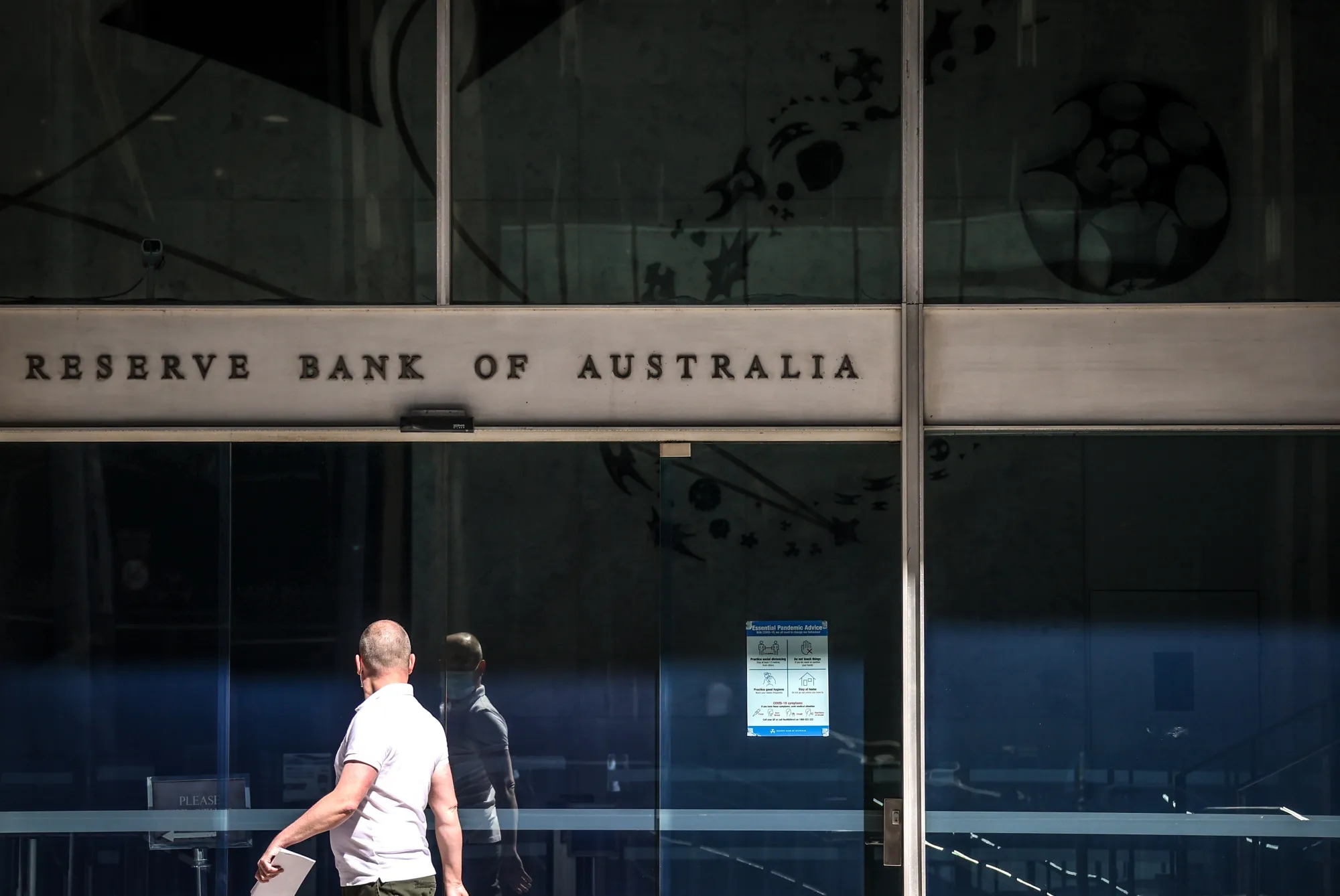Outside the Reserve Bank of Australia (RBA) building in Sydney.