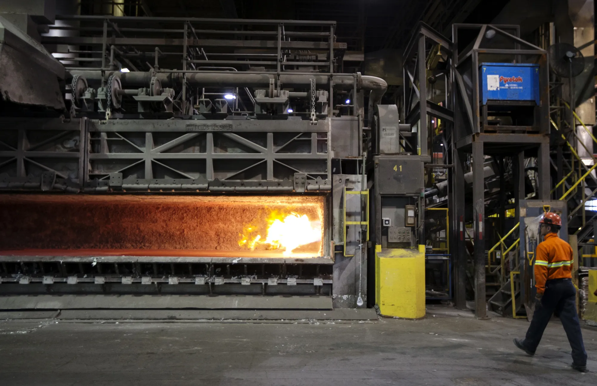 A furnace to cast aluminum billets a Rio Tinto facility in Saguenay, Quebec, Canada.