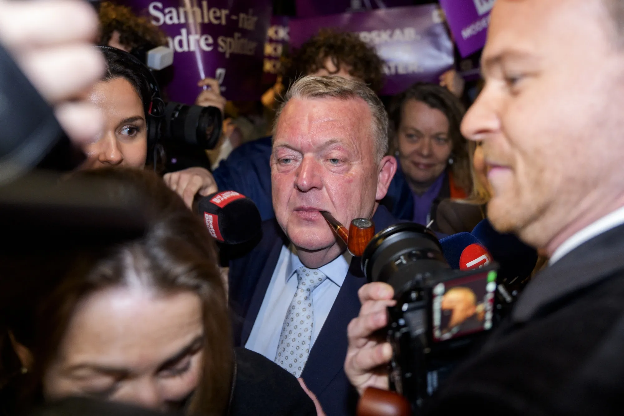 Lars Lokke Rasmussen at his election party in Copenhagen, March 24.