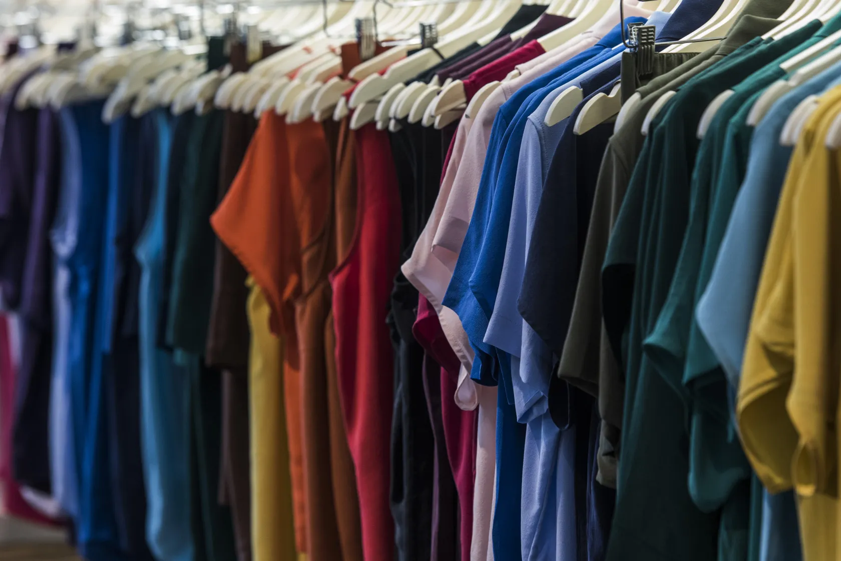 Clothing on a rack in&nbsp;Hong Kong, China.&nbsp;