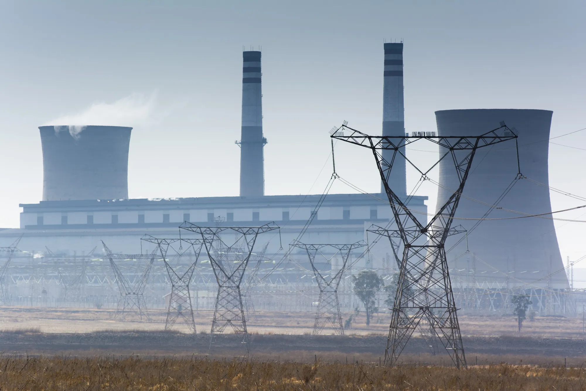 Eskom’s Grootvlei coal-fired power station stands&nbsp;in Mpumalanga, South Africa.