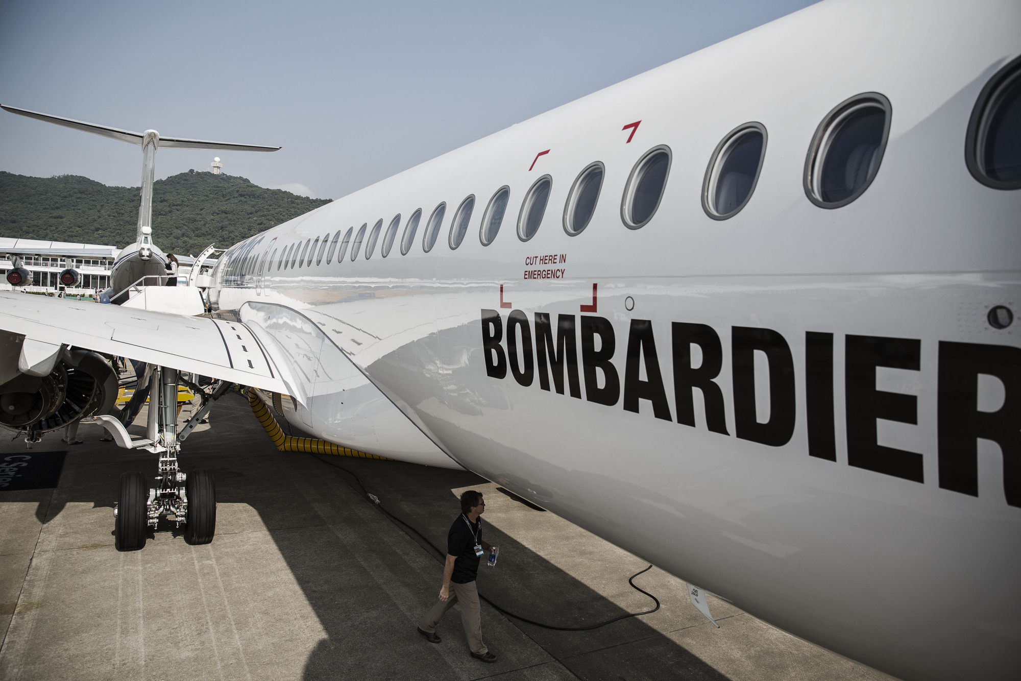 A Bombardier Inc. CS300 passenger jet.