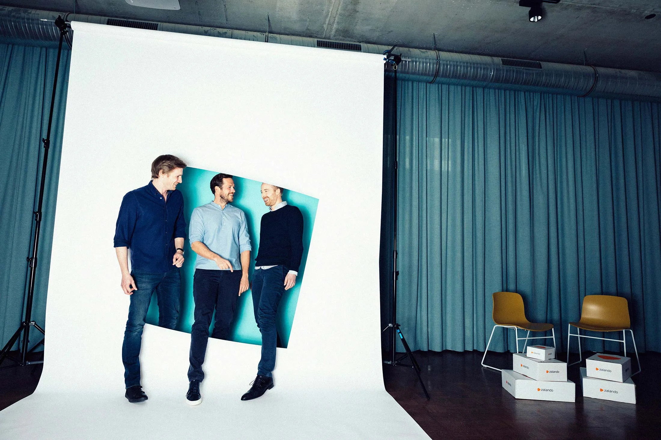 (From left) Zalando co-CEOs David Schneider, Robert Gentz, and Rubin Ritter.
