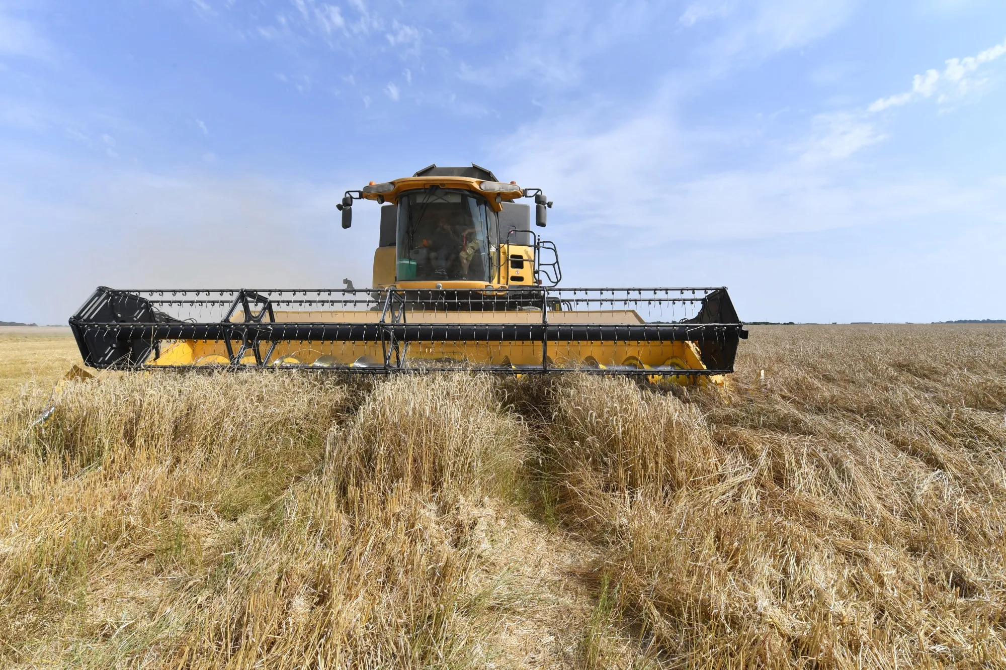 A&nbsp;combine harvester in a field in Illiers-Combray, France.