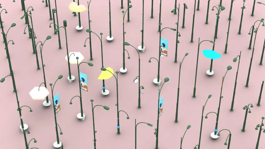 A rendering of L.A.’s new standard streetlight shows how its modular design can adapt&nbsp;to&nbsp;variety of needs and uses.