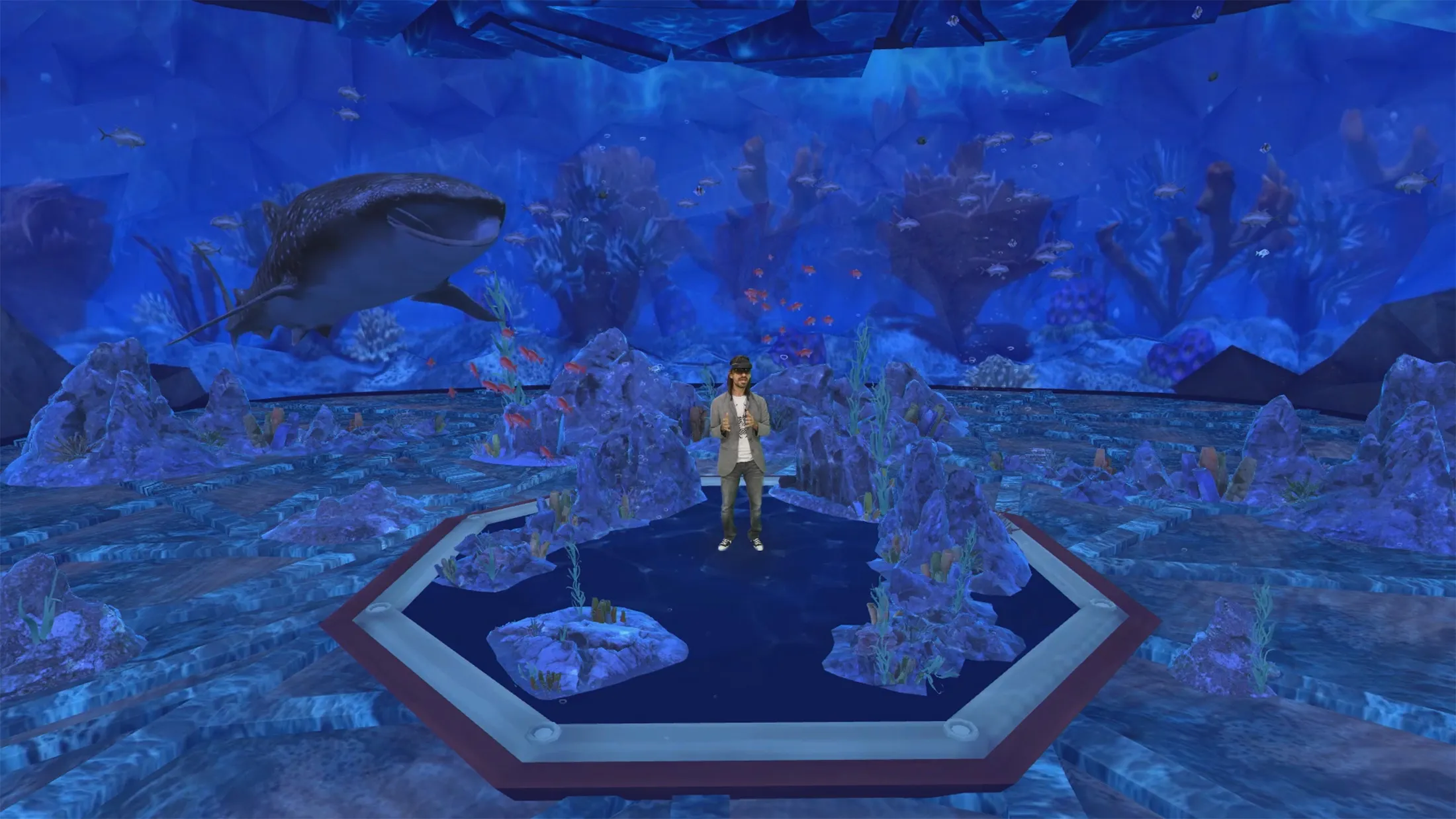 Microsoft's Alex Kipman in a holographic aquarium.