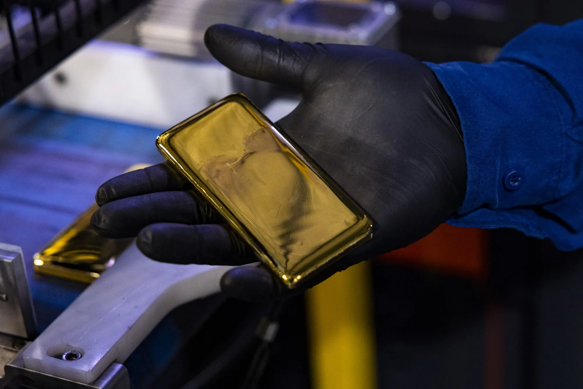 An unburnished one kilogram gold bar inspected at the Perth Mint Refinery in Perth, Australia.