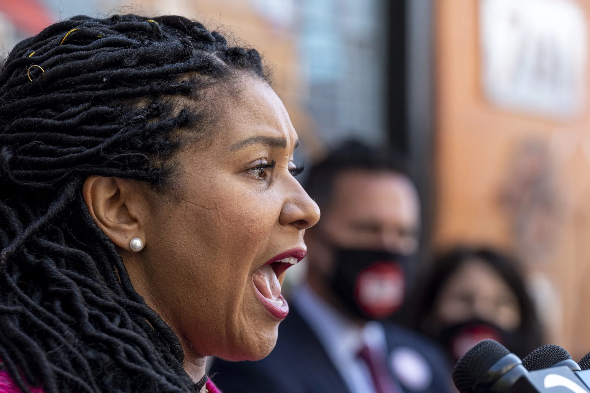 San Francisco Mayor London Breed speaking during an event in September. This week, she hardened her crime-fighting stance, with a pledge to be less tolerant of the “bullsh*t that has destroyed our city.”&nbsp;