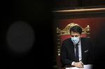 Giuseppe Conte attends a debate in the Senate in Rome, on Jan. 19.