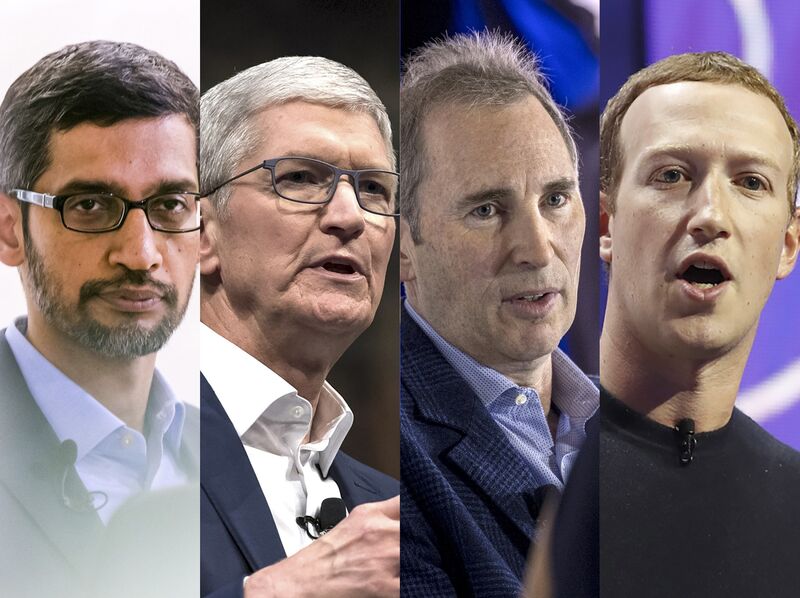 Google’s Sundar Pichai, Apple’s Steve Jobs, Amazon’s Andy Jassy and Meta’s Mark Zuckerberg.