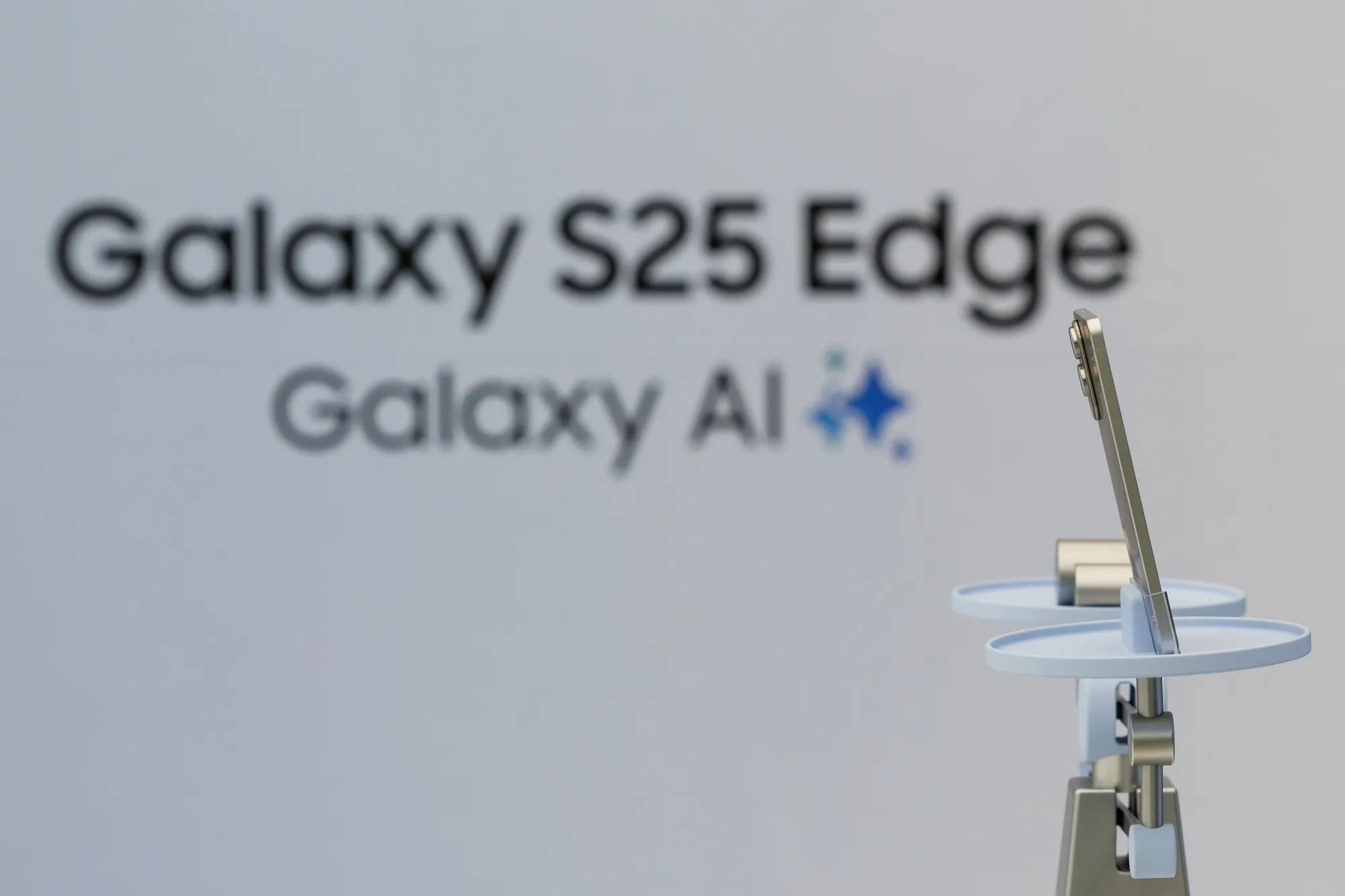 A Samsung Galaxy S25 Edge smartphone during a launch event in Seoul, South Korea in 2025.