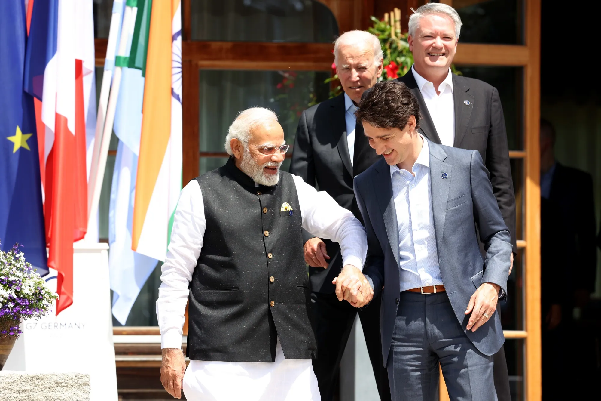 Narendra Modi and Justin Trudeau at the 2022 Group of Seven leaders summit in Germany.