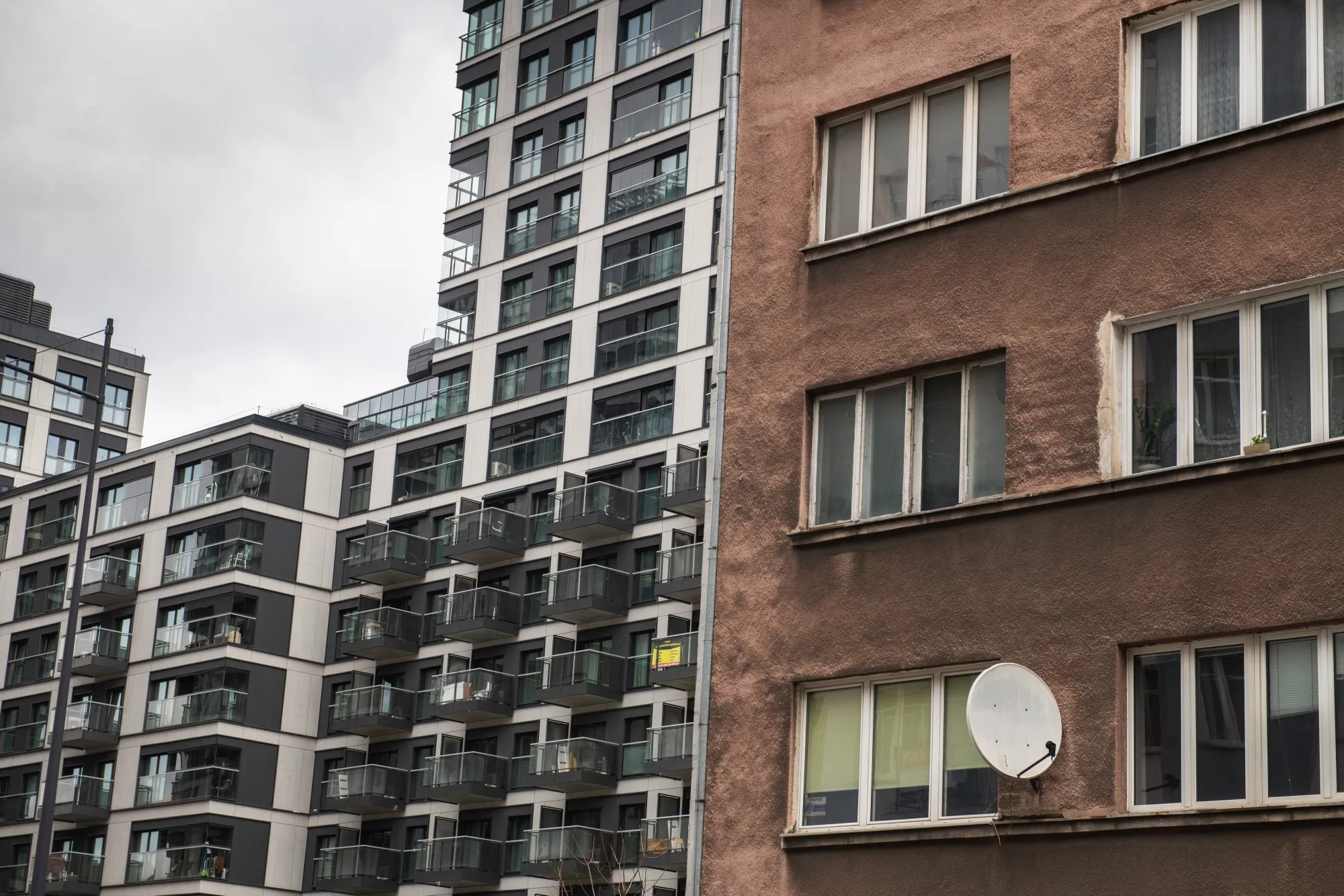 New and old apartment blocks in Warsaw.