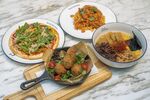 A selection of dishes made with the plant-based omnipork.
