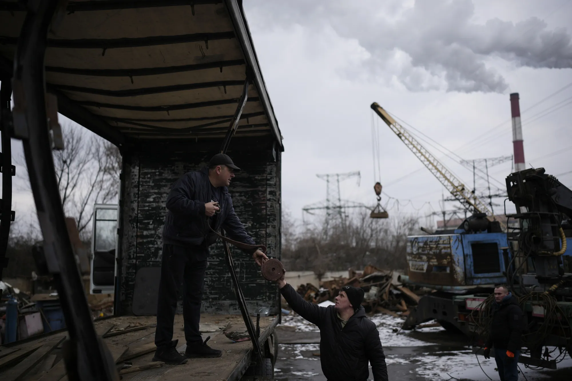 The site of a Russian rocket attack in Kyiv, on Jan. 26.