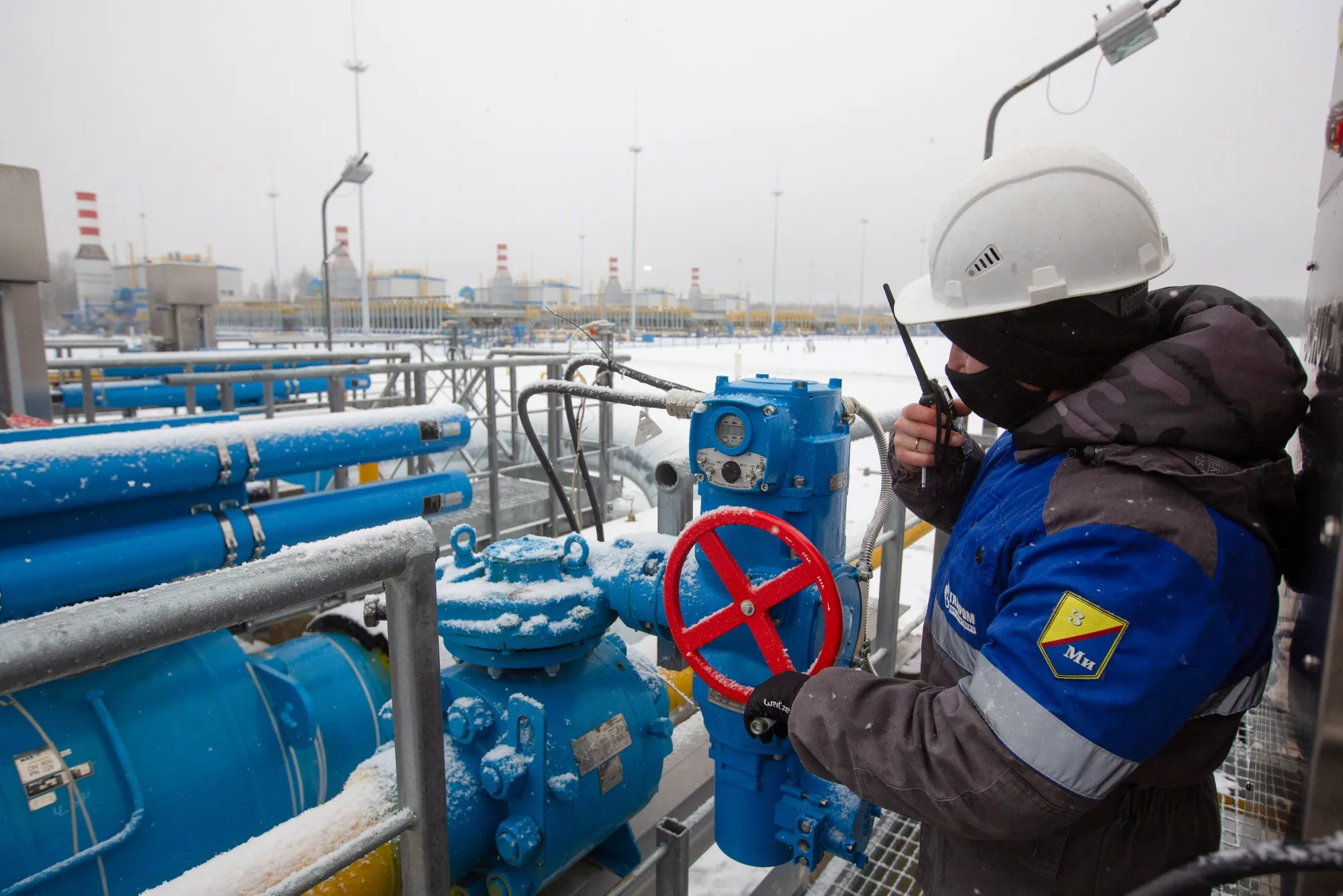 A&nbsp;Gazprom compressor station n Ust-Luga, Russia.