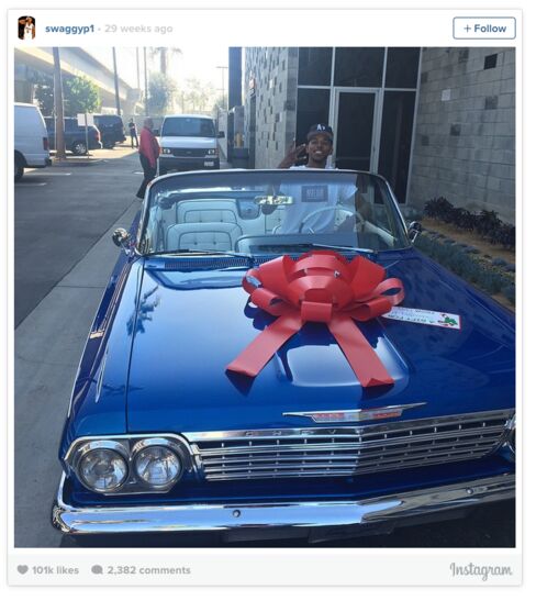 Los Angeles Laker Nick Young gets a vintage Chevy.