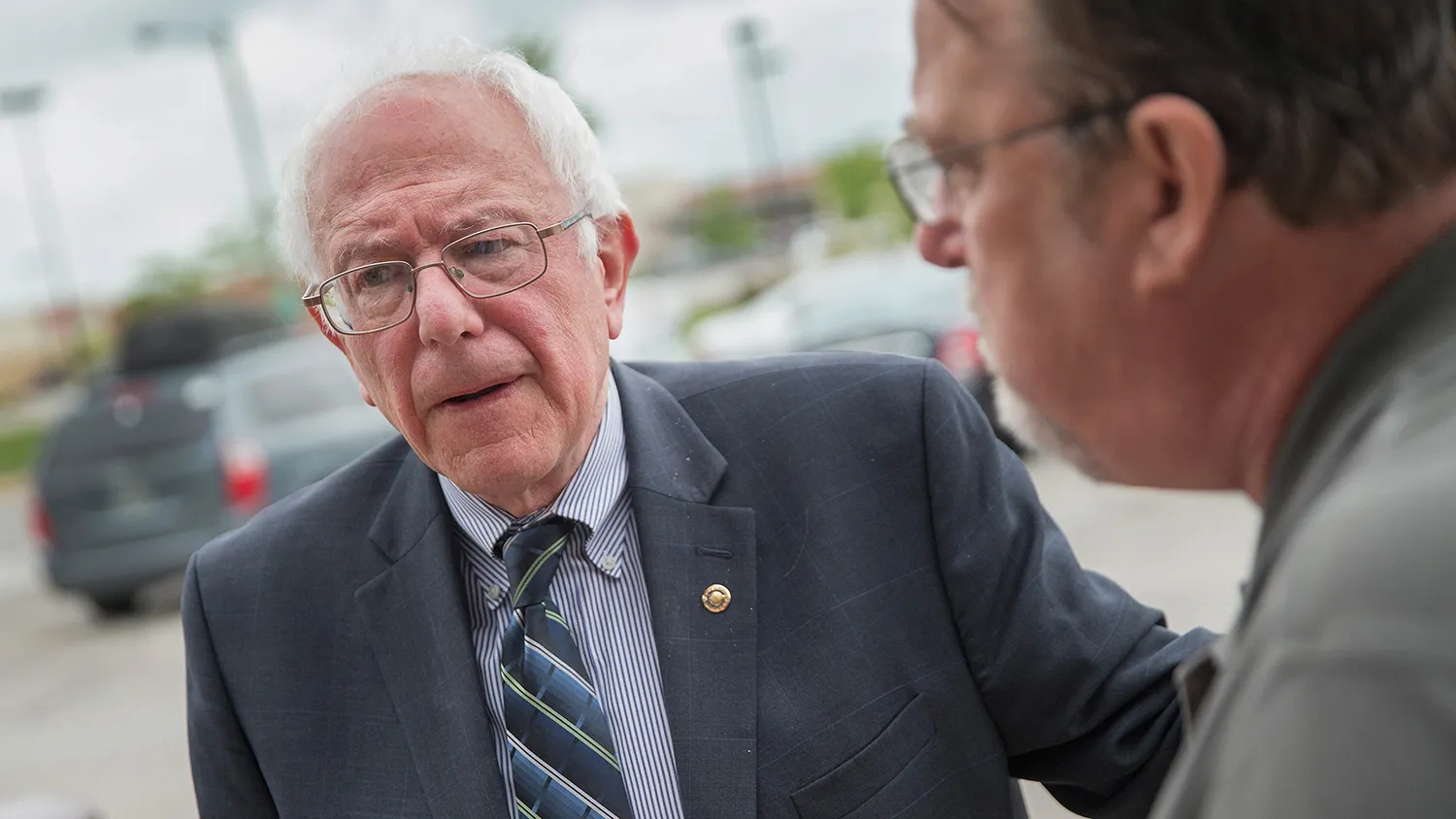 Democratic Presidential candidate and U.S. Sen. Bernie Sanders (I-VT) greets supporters during a visit to his Iowa campaign headquarters on June 13, 2015 in Des Moines, Iowa.

