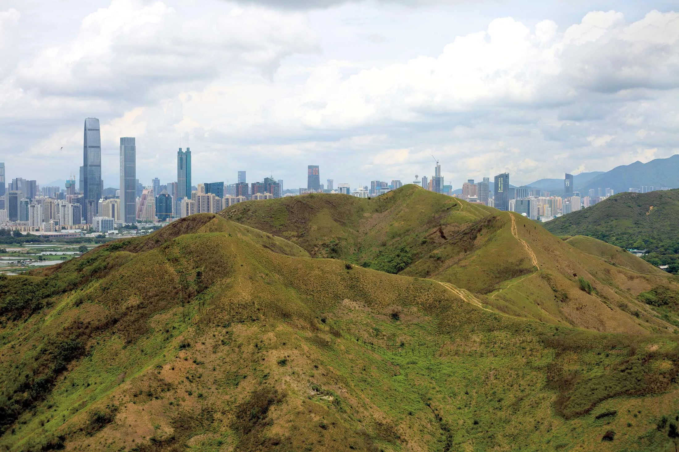 The skyscrapers of mainland China’s Shenzhen, seen from the development site in Hong Kong.