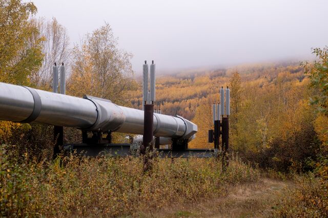 The Trans-Alaska Pipeline in Fairbanks, Alaska, US.
