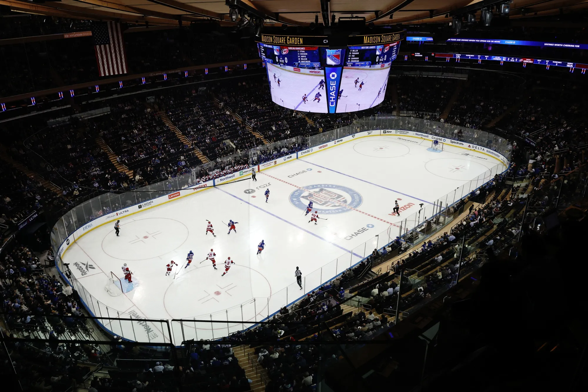A New York Rangers game at Madison Square Garden in New York.