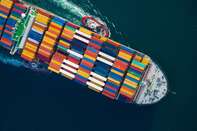 Aerials Of Containers At The Port Of Long Beach Ahead Of Trade Balance Figures