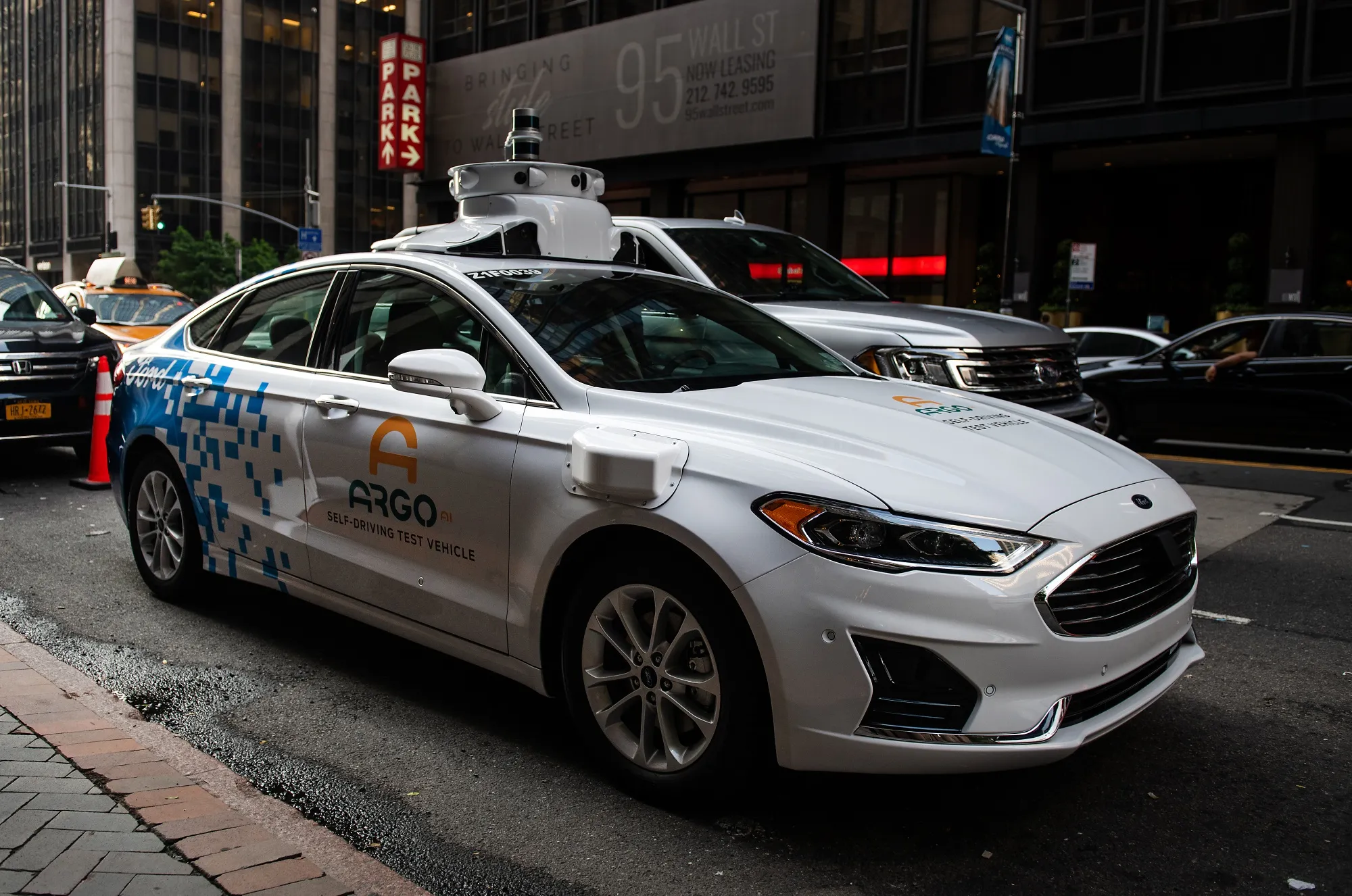 An Argo AI modified Ford Fusion autonomous car.
