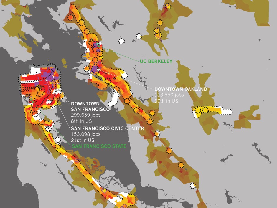 San Francisco's high-frequency transit is pretty extensive, but mapped against population density, the gaps are clear.